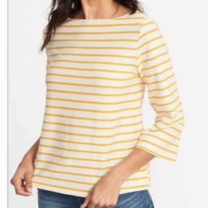 3/4 sleeve yellow striped shirt